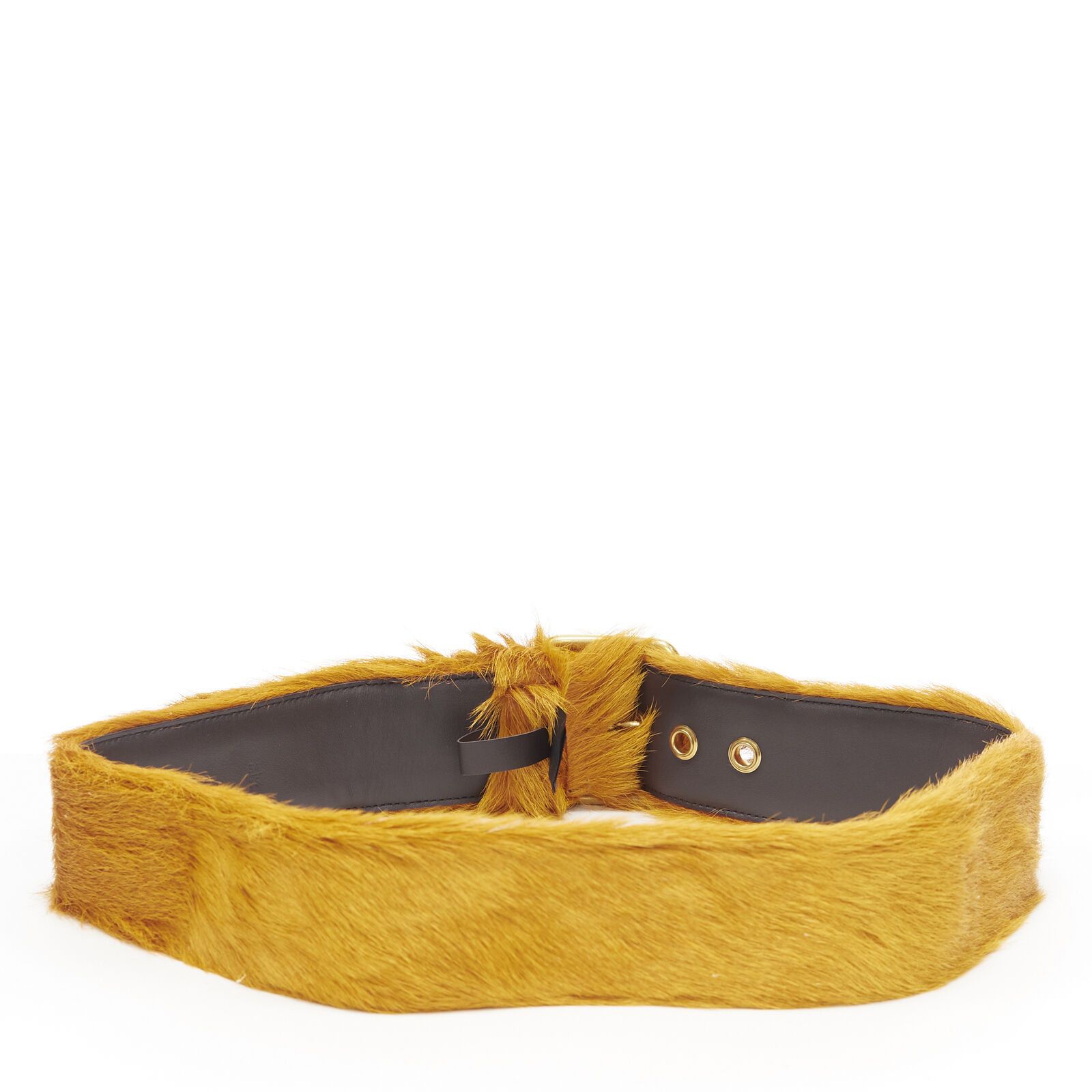 Prada Size 85 RARE AW17 Runway orange fur belt TGAS/A06062 Size 32 - 2 Thumbnail