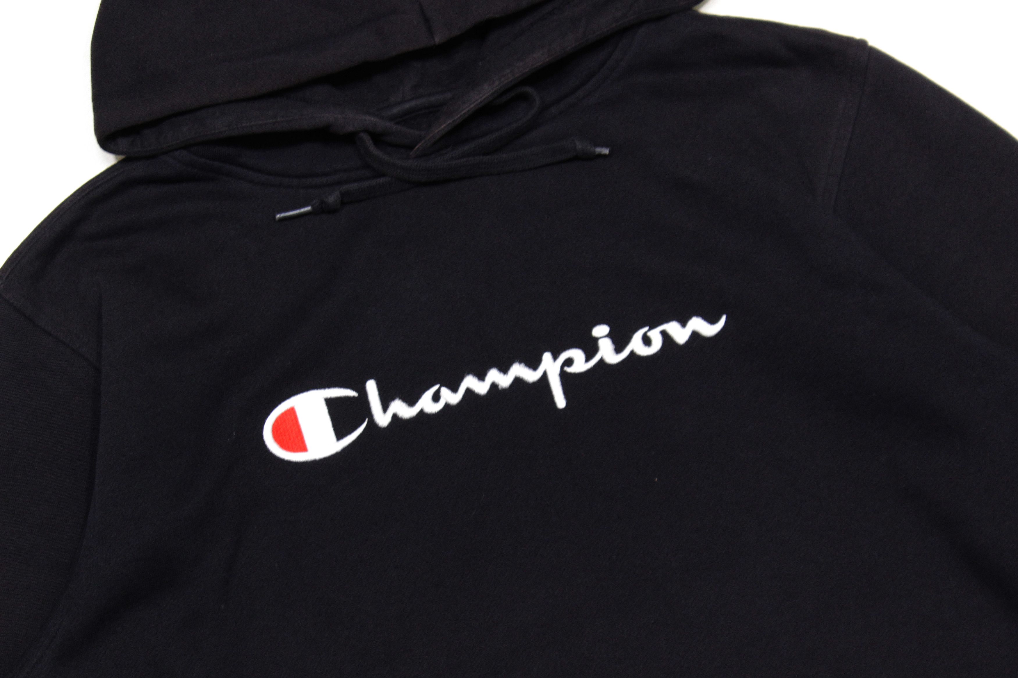 Champion Embroidered Big Logo Distressed Hoodie Vintage Size US XL / EU 56 / 4 - 3 Thumbnail