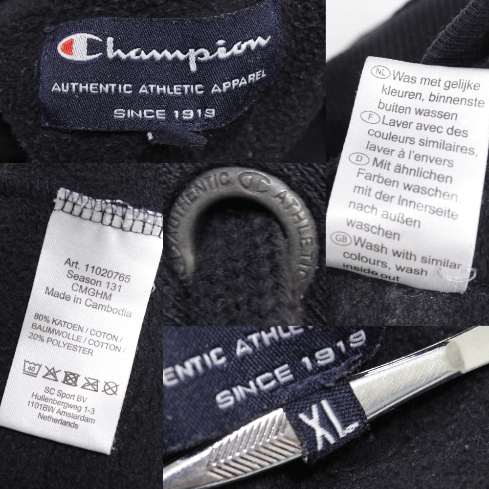 Champion Embroidered Big Logo Distressed Hoodie Vintage Size US XL / EU 56 / 4 - 10 Thumbnail