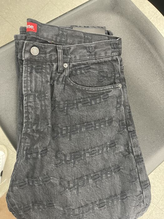 Supreme Supreme Frayed Logo Regular Jean Black | Grailed