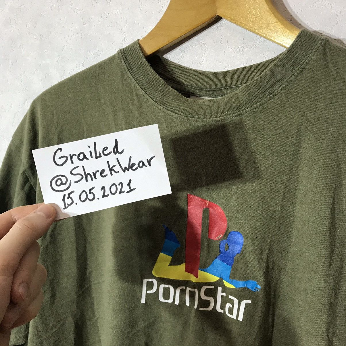 T-Shirt Vintage PornStar Skate Clothing - Imprimé Drapeau Américain - Taille M Gris