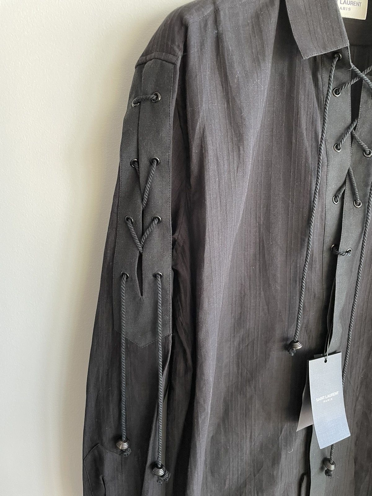 Hedi Slimane × Saint Laurent Paris × Yves Saint Laurent Saint Laurent Super Runway Rare Lace Chemise Lacage Shirt Size US M / EU 48-50 / 2 - 12 Thumbnail