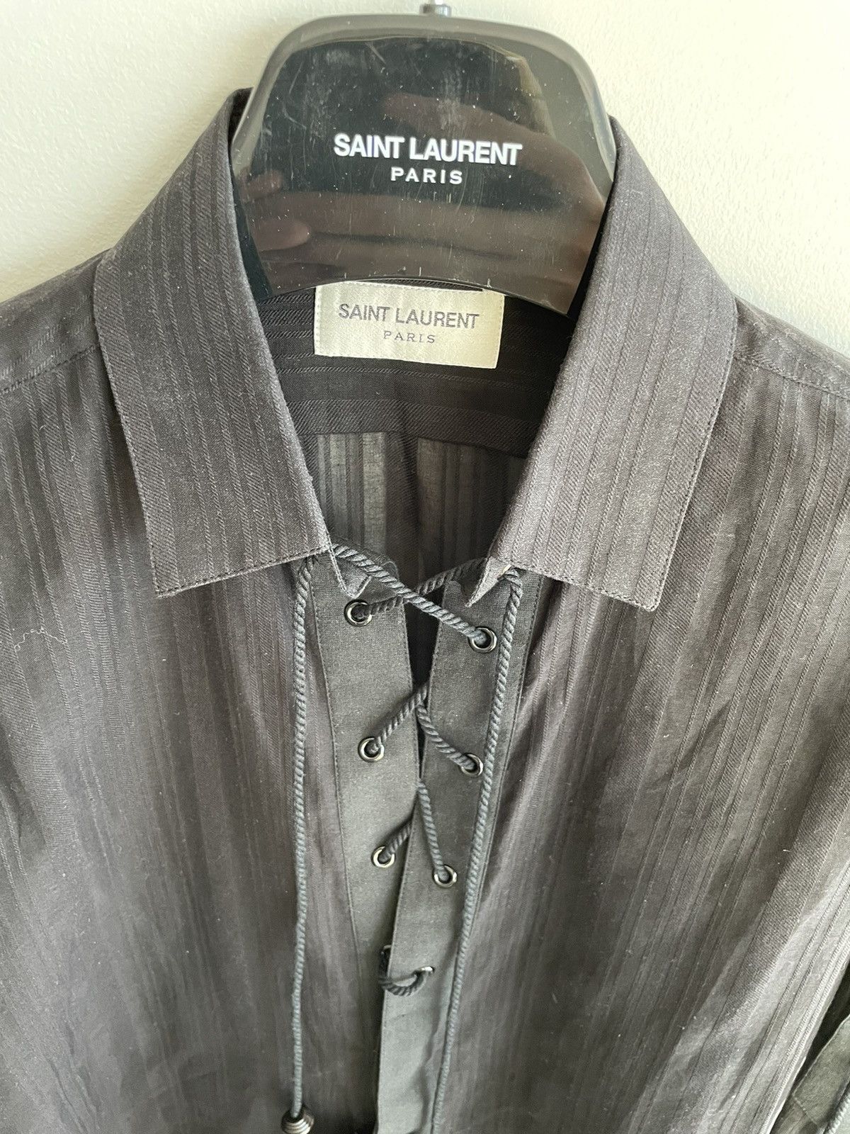 Hedi Slimane × Saint Laurent Paris × Yves Saint Laurent Saint Laurent Super Runway Rare Lace Chemise Lacage Shirt Size US M / EU 48-50 / 2 - 15 Thumbnail