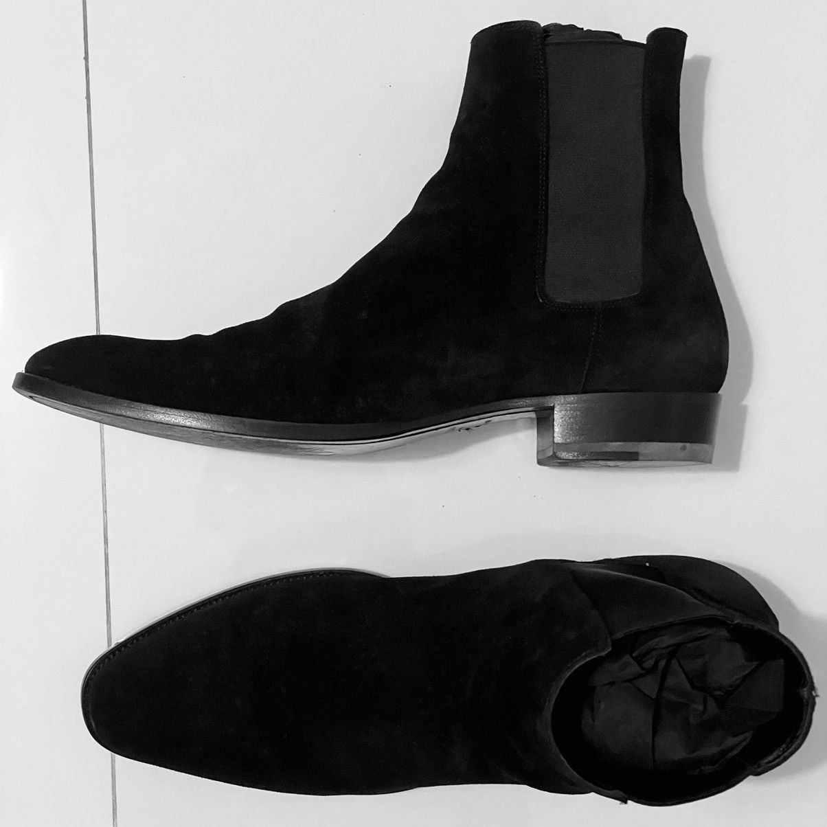 Hedi Slimane × Saint Laurent Paris Saint Laurent Black Velour Boots Hedi Slimane Era Size US 11 / EU 44 - 1 Thumbnail