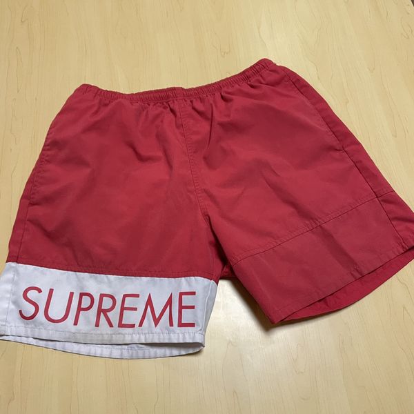 Supreme Supreme banner water shorts 2016 red nylon | Grailed