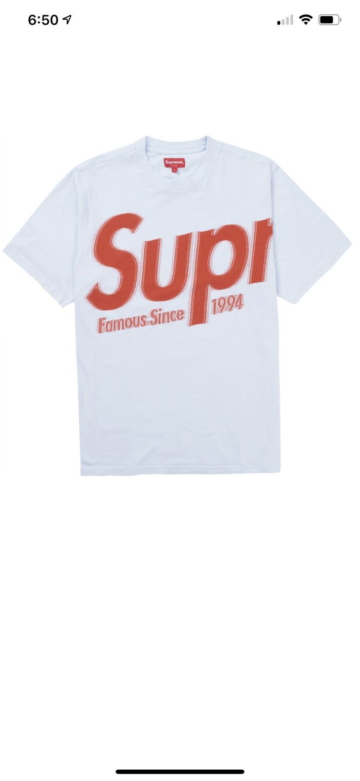 Supreme Supreme Intarsia Spellout S/S Top Light Blue T-shirt Size