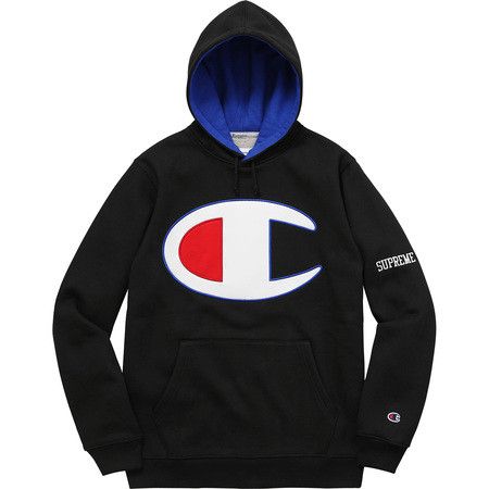 Supreme Supreme Champion Satin Logo Hooded Sweatshirt Black Medium 