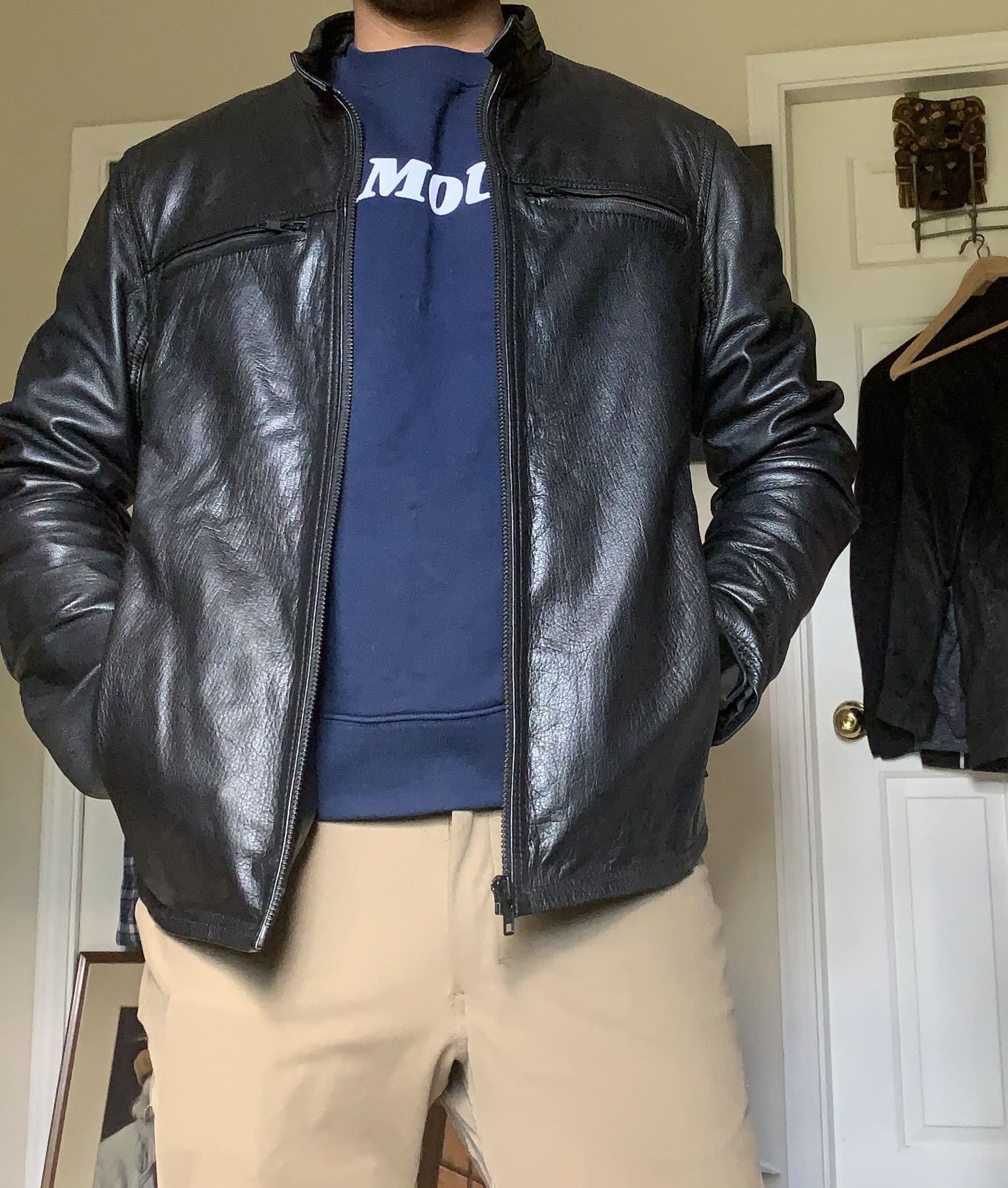 Danier Black Cafe Racer Moto Leather Jacket - M Size US M / EU 48-50 / 2 - 10 Thumbnail