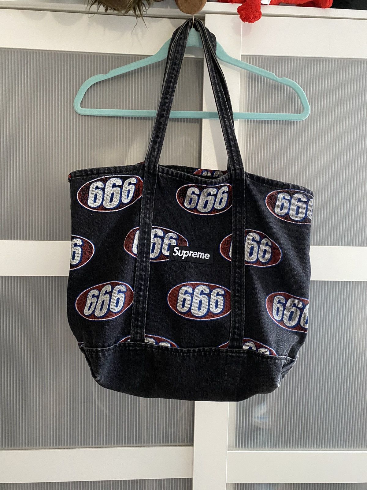 Supreme Supreme 666 Denim tote bag washed black Grailed