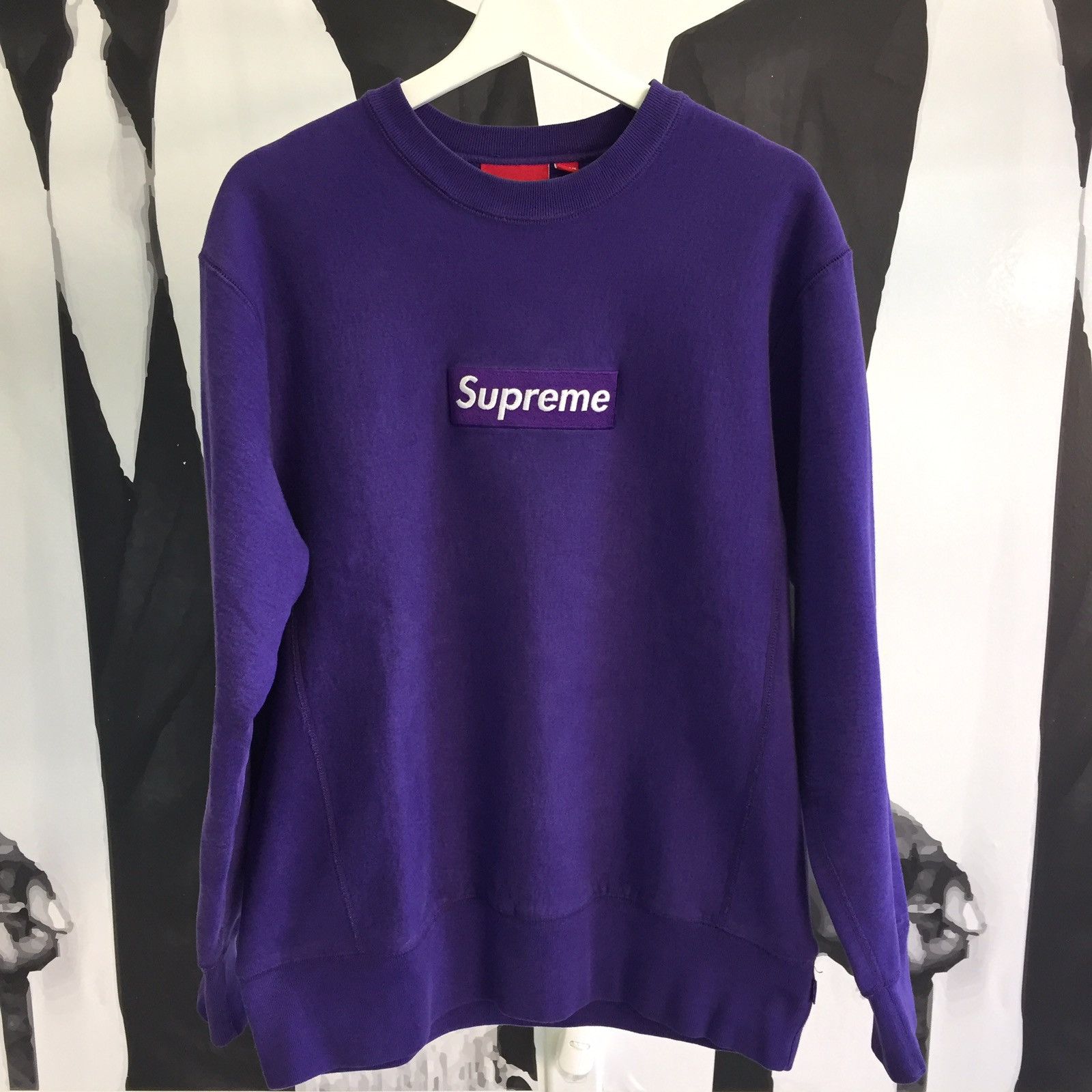 Purple supreme box logo crewneck hotsell