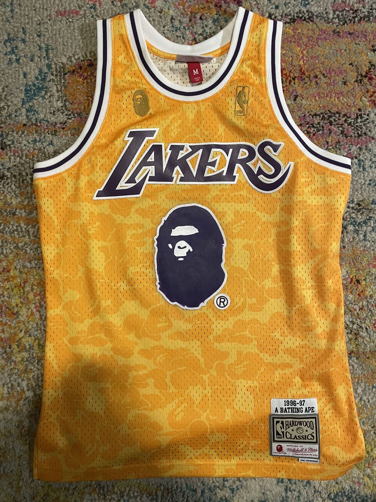 BAPE x Mitchell & Ness Lakers ABC Basketball Swingman Jersey