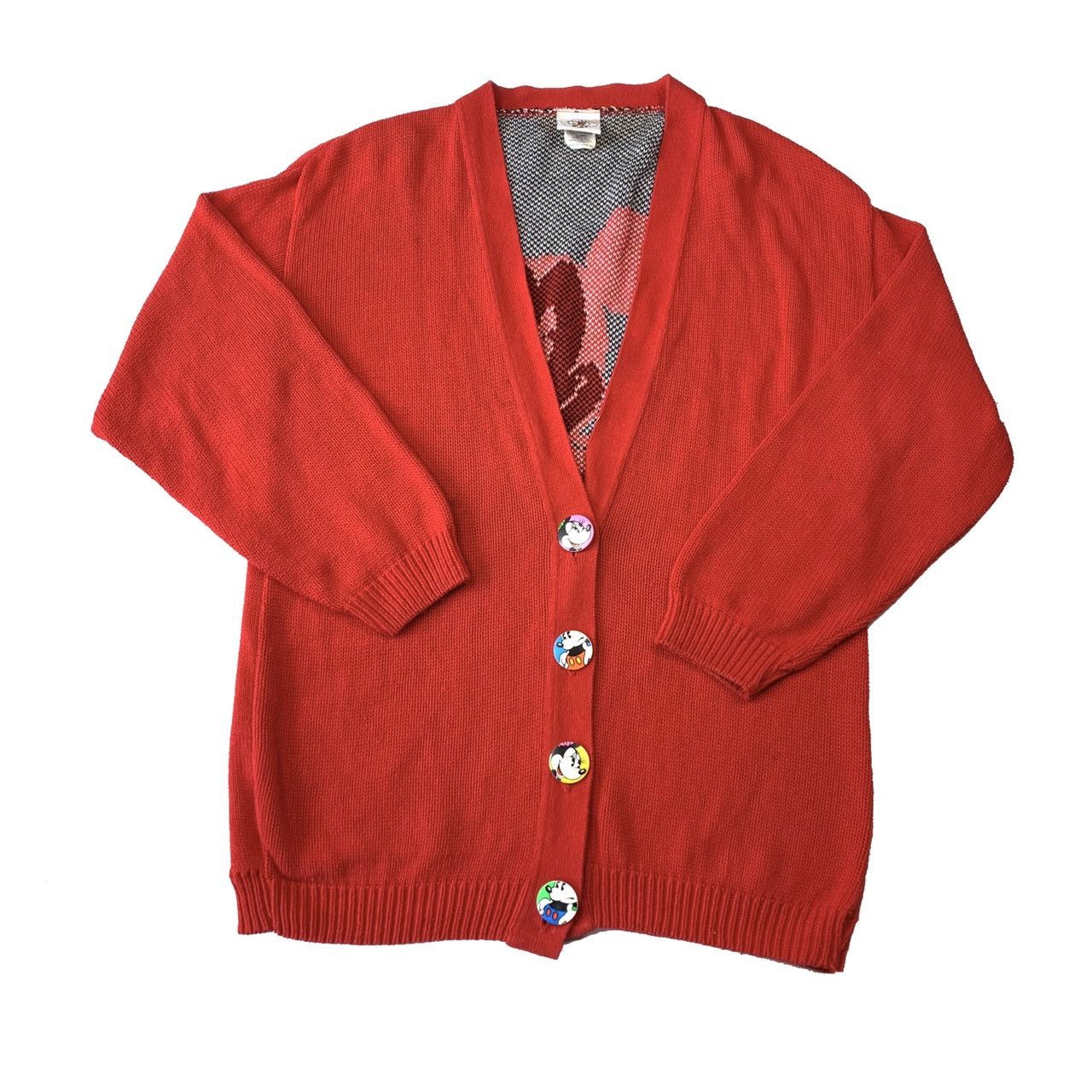 Disney Mickey & Co Vintage Red Knit Cardigan Sweater Large Size US L / EU 52-54 / 3 - 2 Thumbnail