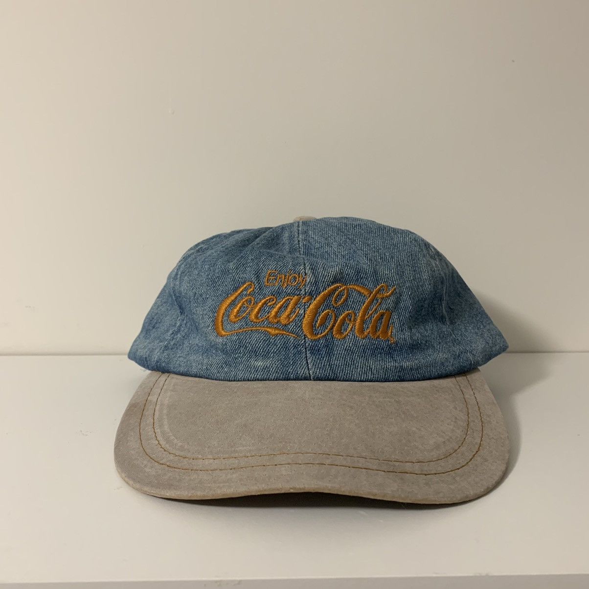 Coca Cola × Vintage 90s Coca Cola Paisley Brim Denim Strapback Size ONE SIZE - 1 Thumbnail