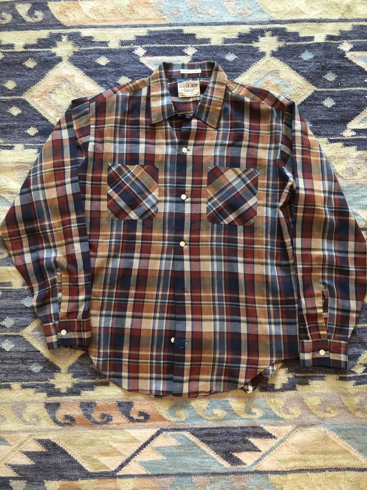 Vtg 70s never iron shirt. Size large
