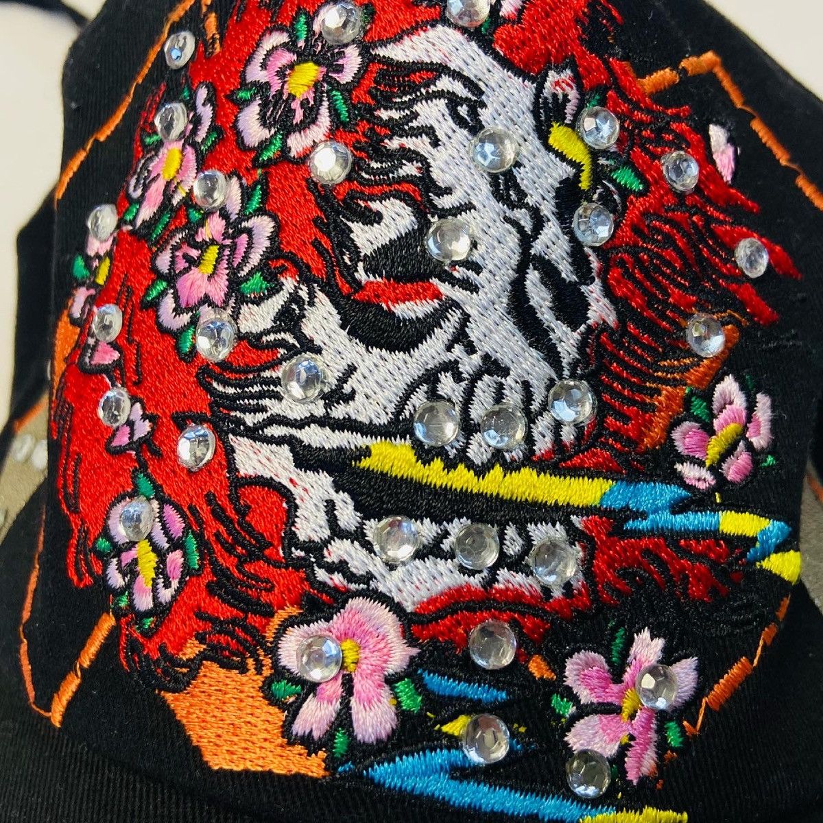 Ed Hardy ED HARDY Y2K EMBROIDERED BIG LOGO SKELETON CAP - 4284 Size ONE SIZE - 3 Thumbnail
