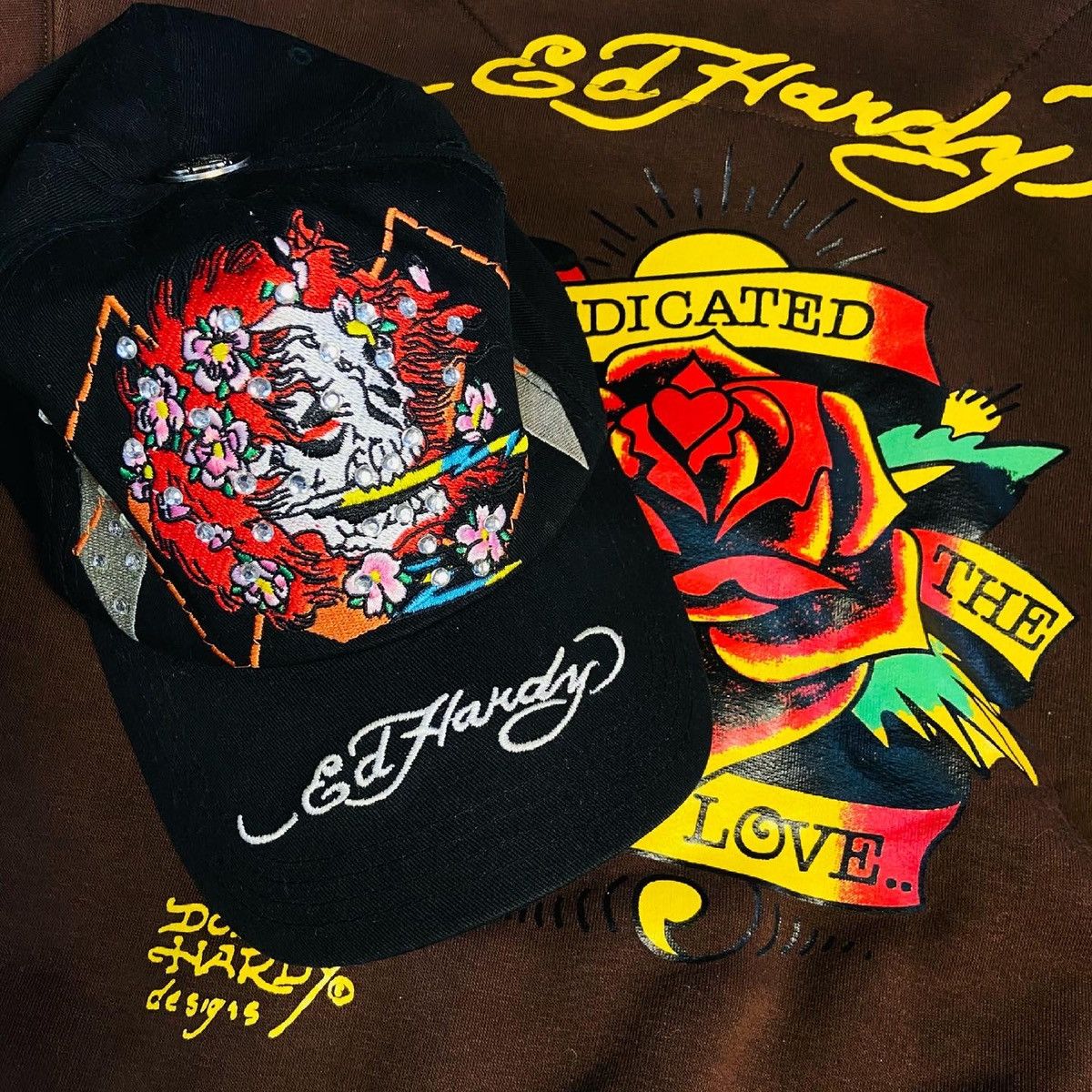 Ed Hardy ED HARDY Y2K EMBROIDERED BIG LOGO SKELETON CAP - 4284 Size ONE SIZE - 1 Thumbnail