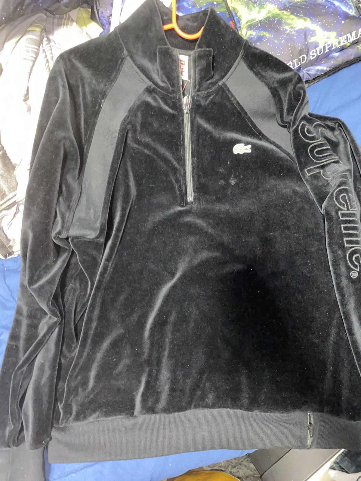 Lacoste × Supreme Supreme Lacoste Velour Half zip track top black 