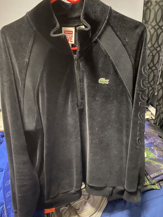 Supreme Supreme Lacoste Velour Half zip track top black | Grailed