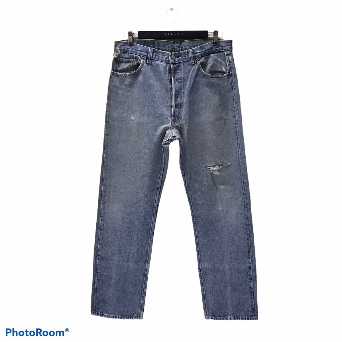 Levi's Vintage 90s Levis 501 Distressed Denim Jeans Size US 34 / EU 50 - 3 Thumbnail
