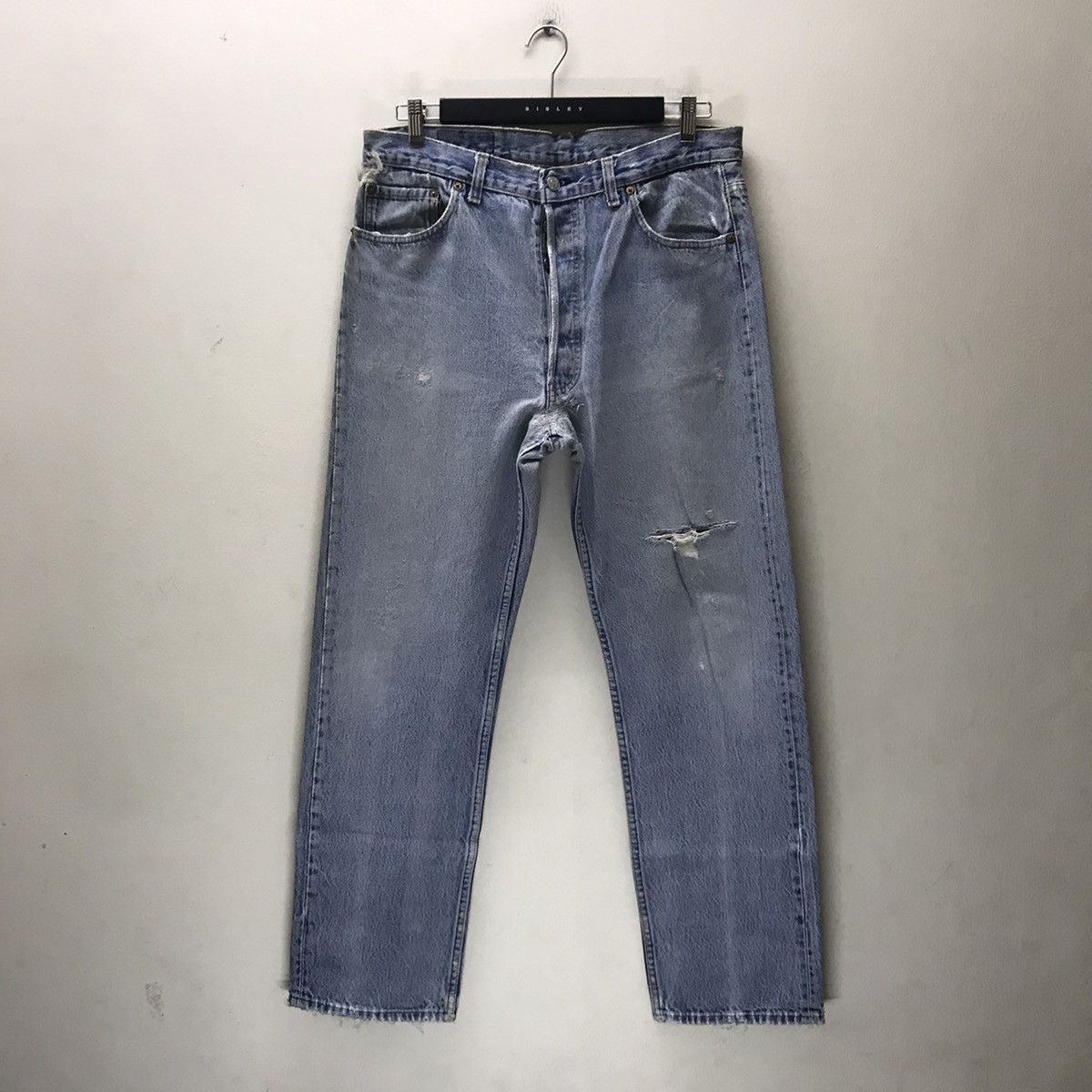 Levi's Vintage 90s Levis 501 Distressed Denim Jeans Size US 34 / EU 50 - 5 Thumbnail