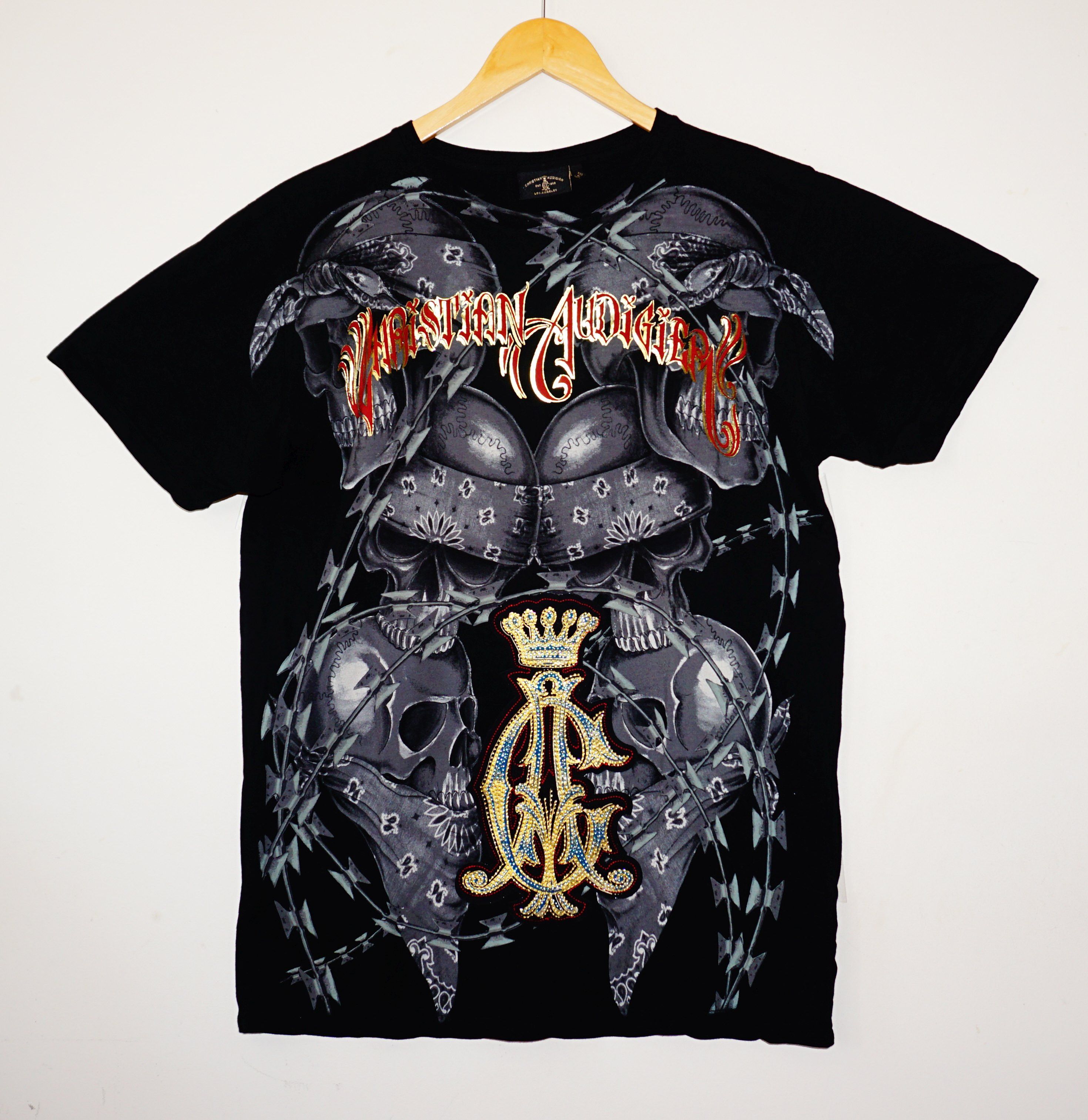 Christian Audigier Christian Audigier Crystals Drip Tshirt Size US XL / EU 56 / 4 - 1 Thumbnail