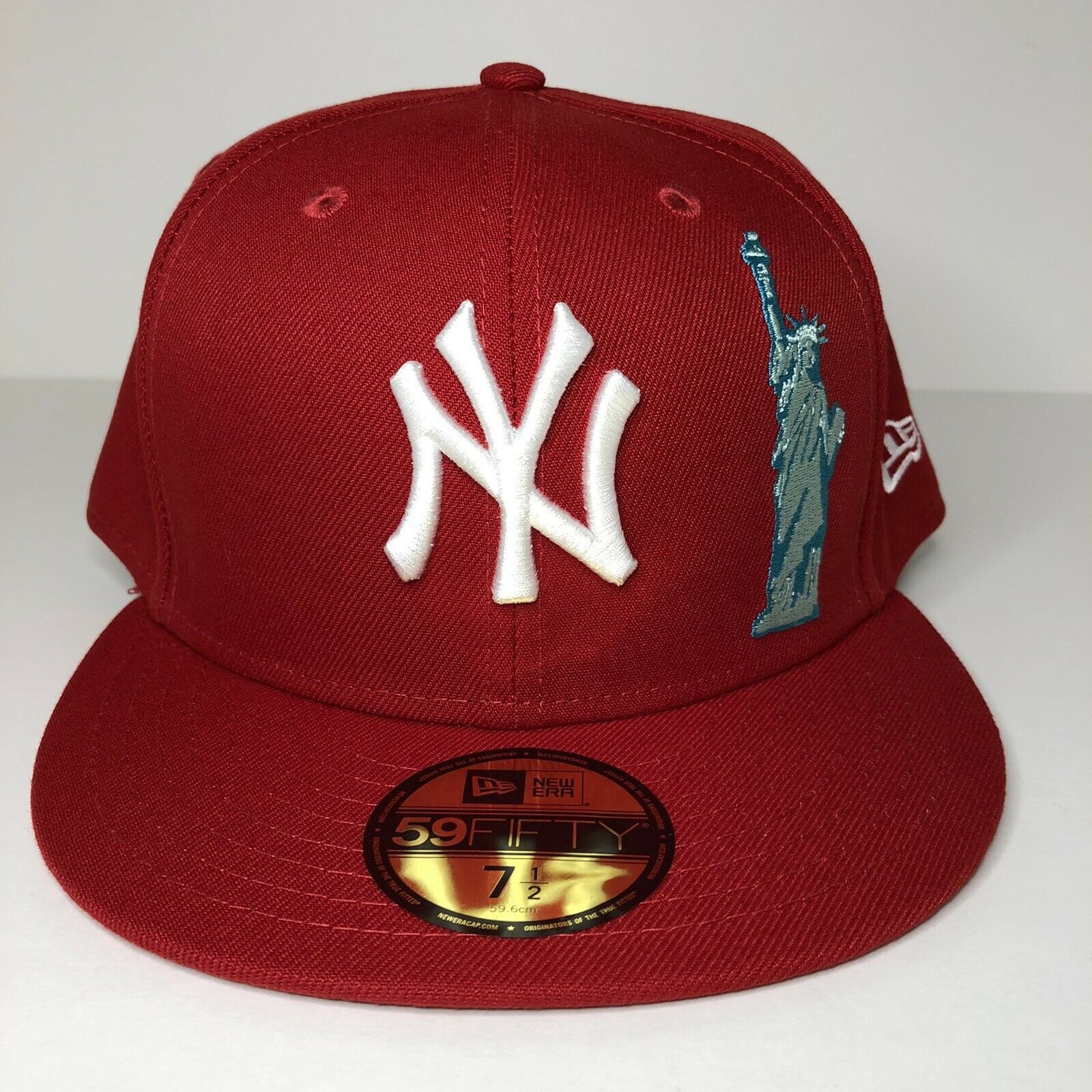New Era New York Yankees Statue of Liberty Red Fitted Hat 7 1/2 | Grailed