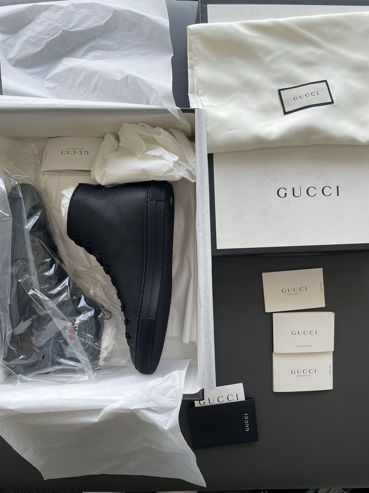 Gucci Limited Edition Runway Panther Wolf Leather High Top Sneaker Size US 6.5 / EU 39-40 - 9 Thumbnail