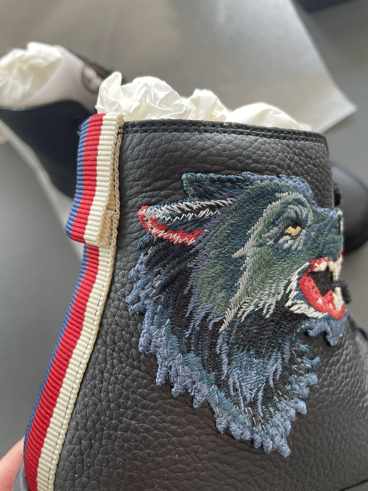 Gucci Limited Edition Runway Panther Wolf Leather High Top Sneaker Size US 6.5 / EU 39-40 - 7 Thumbnail