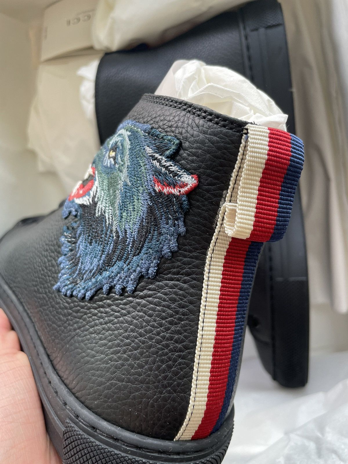Gucci Limited Edition Runway Panther Wolf Leather High Top Sneaker Size US 6.5 / EU 39-40 - 8 Thumbnail