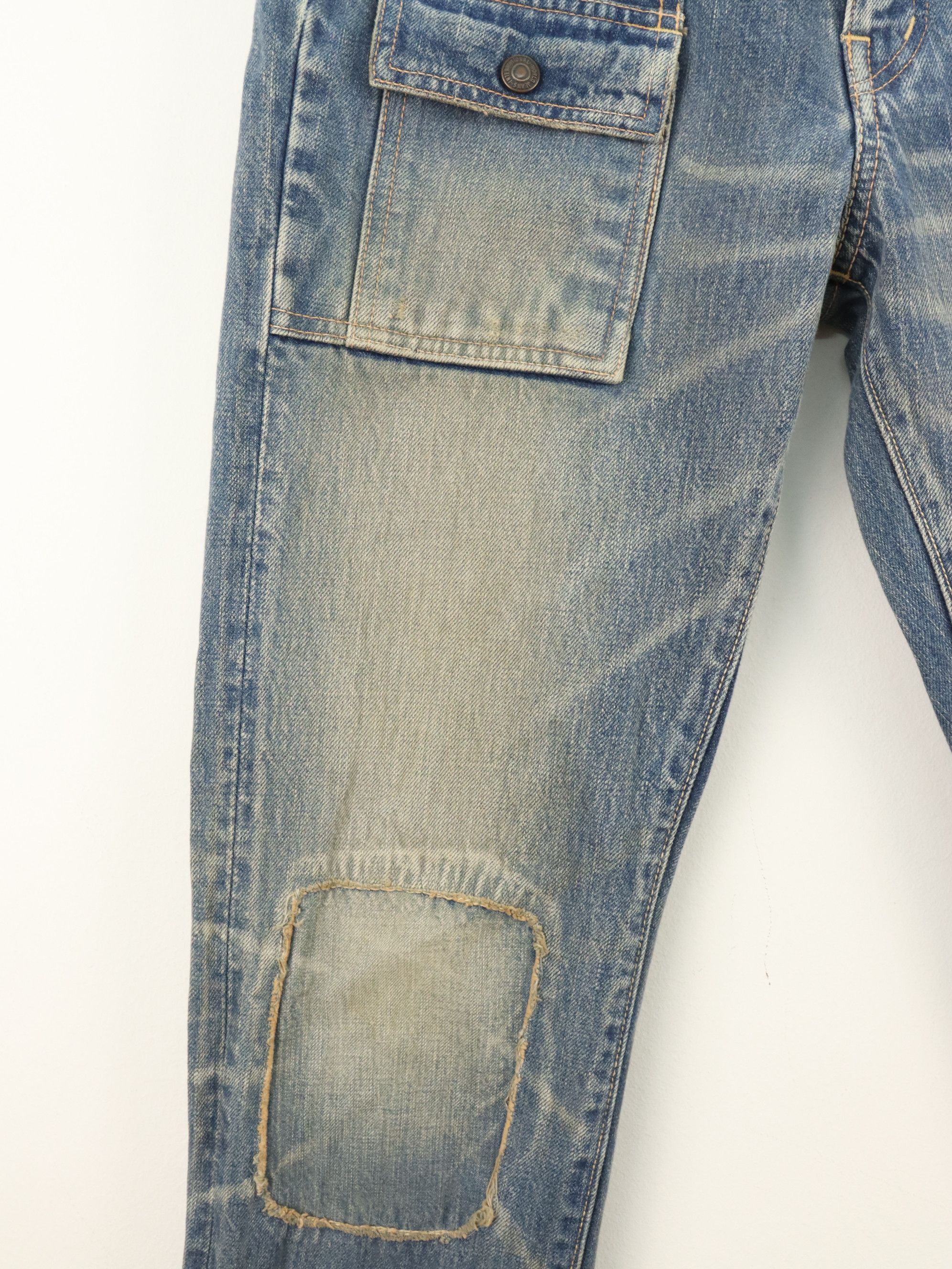 Kapital KK Rare Patchwork Distressed Straight Slim Bush Pant Denim Size US 30 / EU 46 - 8 Thumbnail