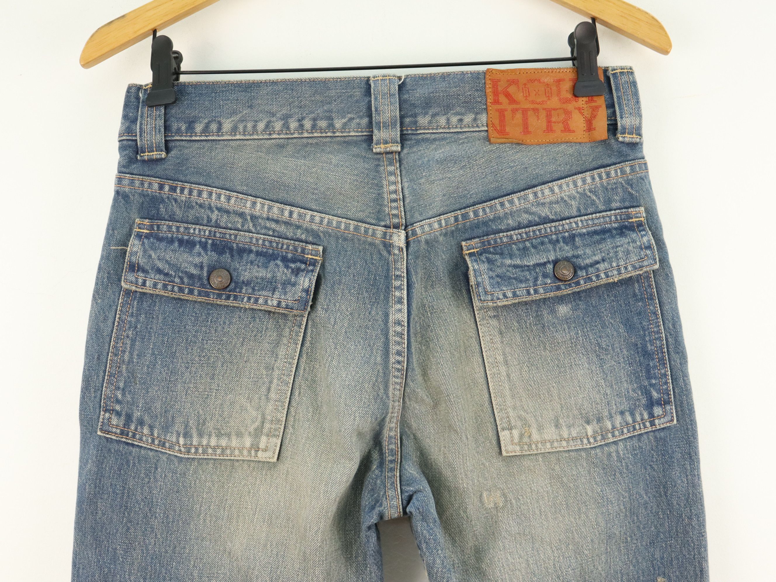 Kapital KK Rare Patchwork Distressed Straight Slim Bush Pant Denim Size US 30 / EU 46 - 7 Thumbnail