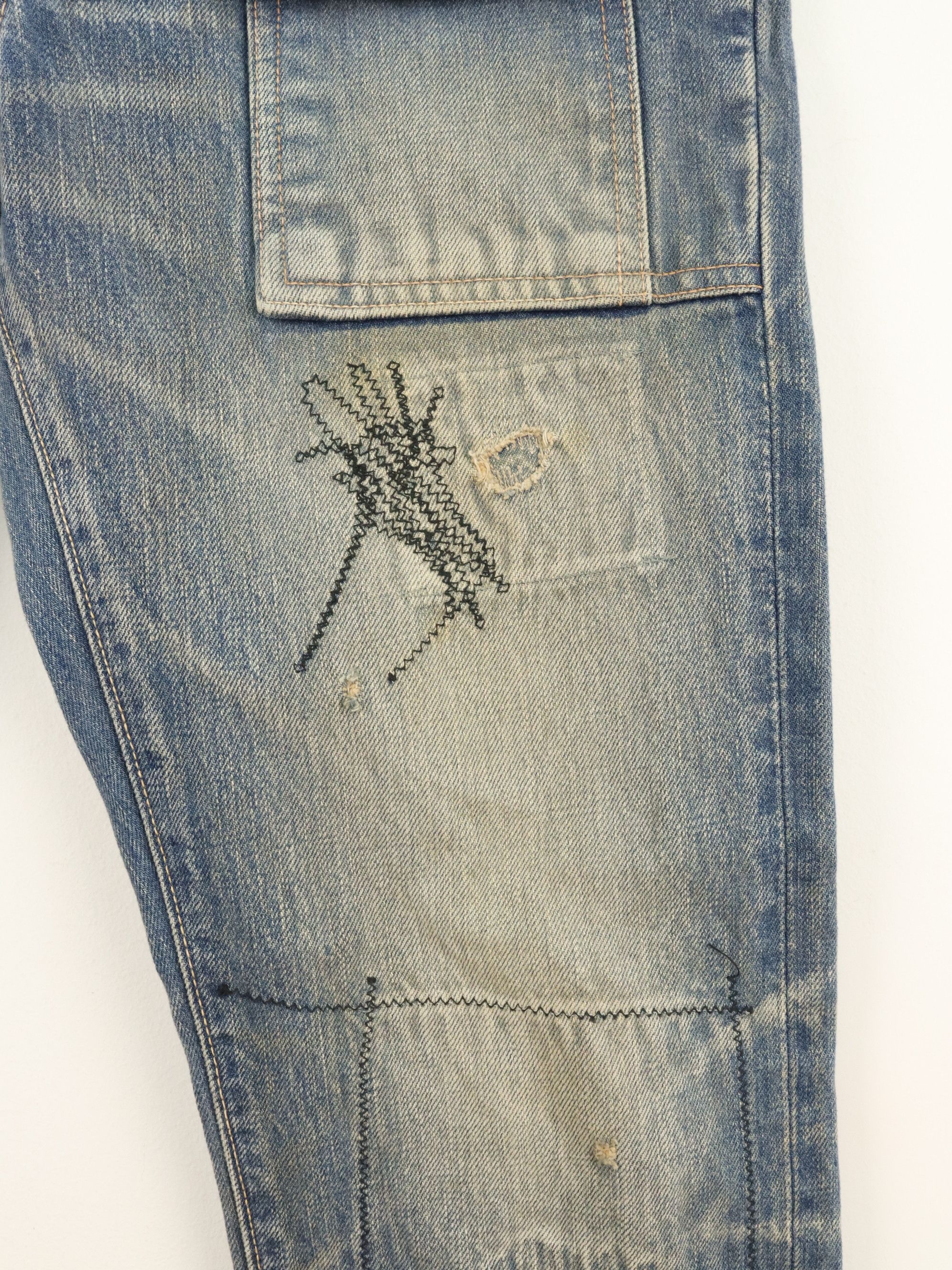 Kapital KK Rare Patchwork Distressed Straight Slim Bush Pant Denim Size US 30 / EU 46 - 11 Thumbnail
