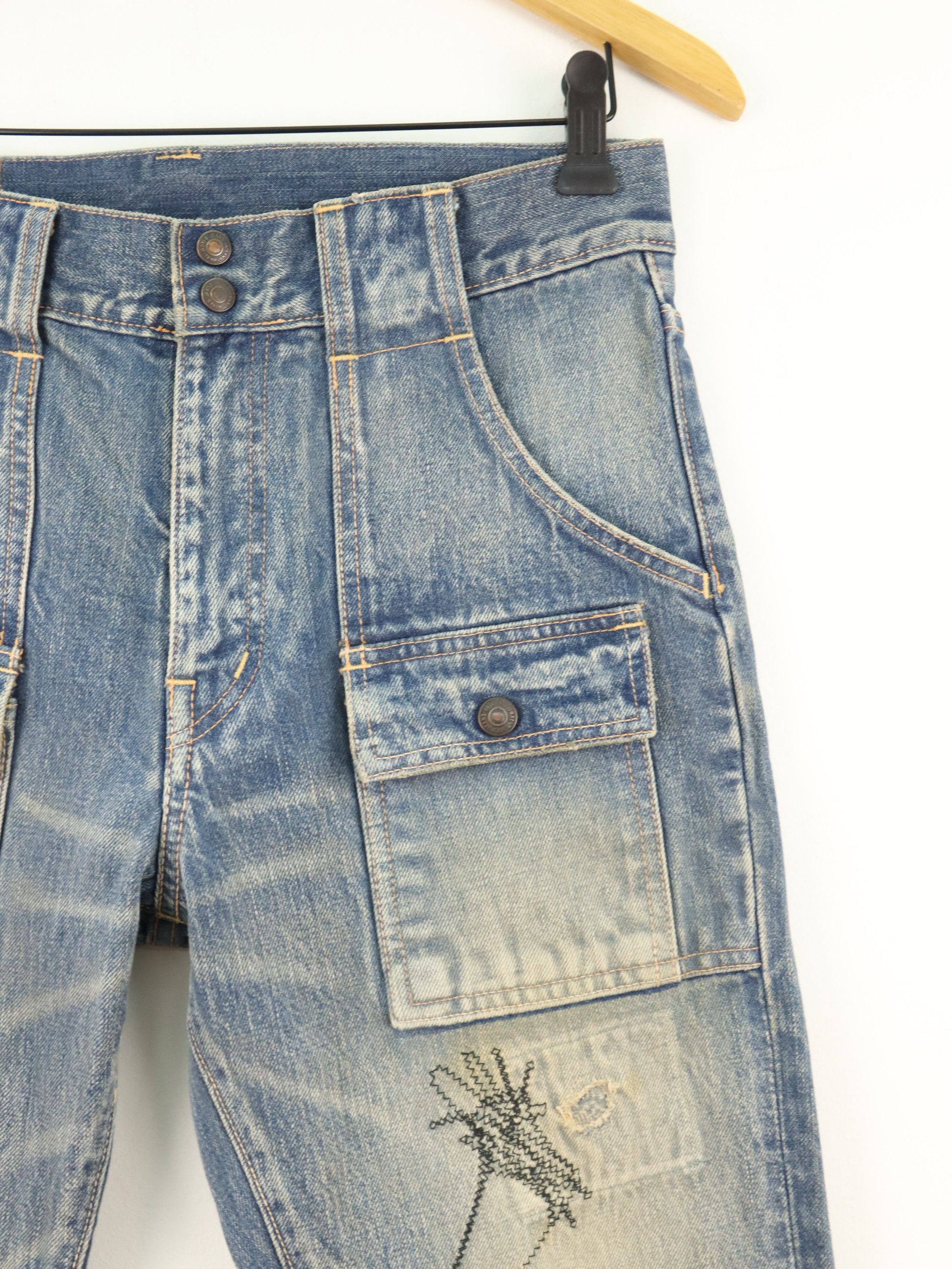 Kapital KK Rare Patchwork Distressed Straight Slim Bush Pant Denim Size US 30 / EU 46 - 5 Thumbnail