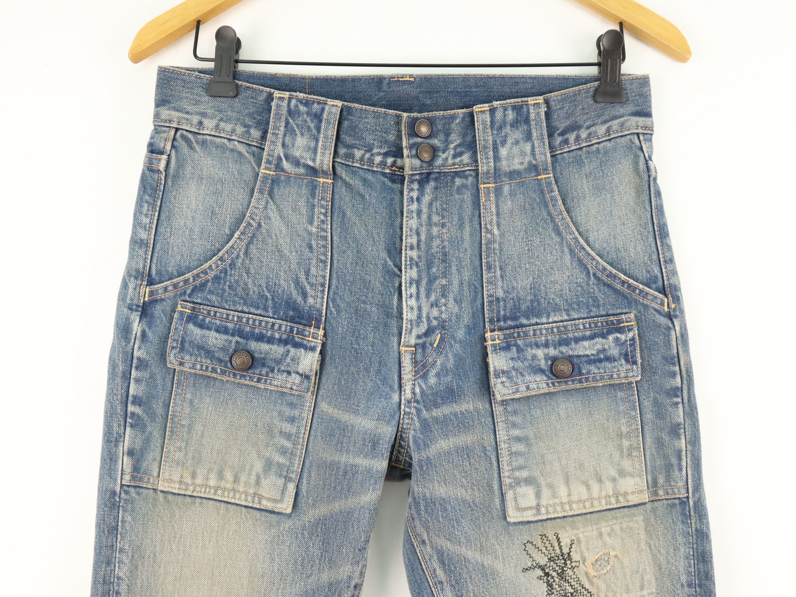 Kapital KK Rare Patchwork Distressed Straight Slim Bush Pant Denim Size US 30 / EU 46 - 6 Thumbnail