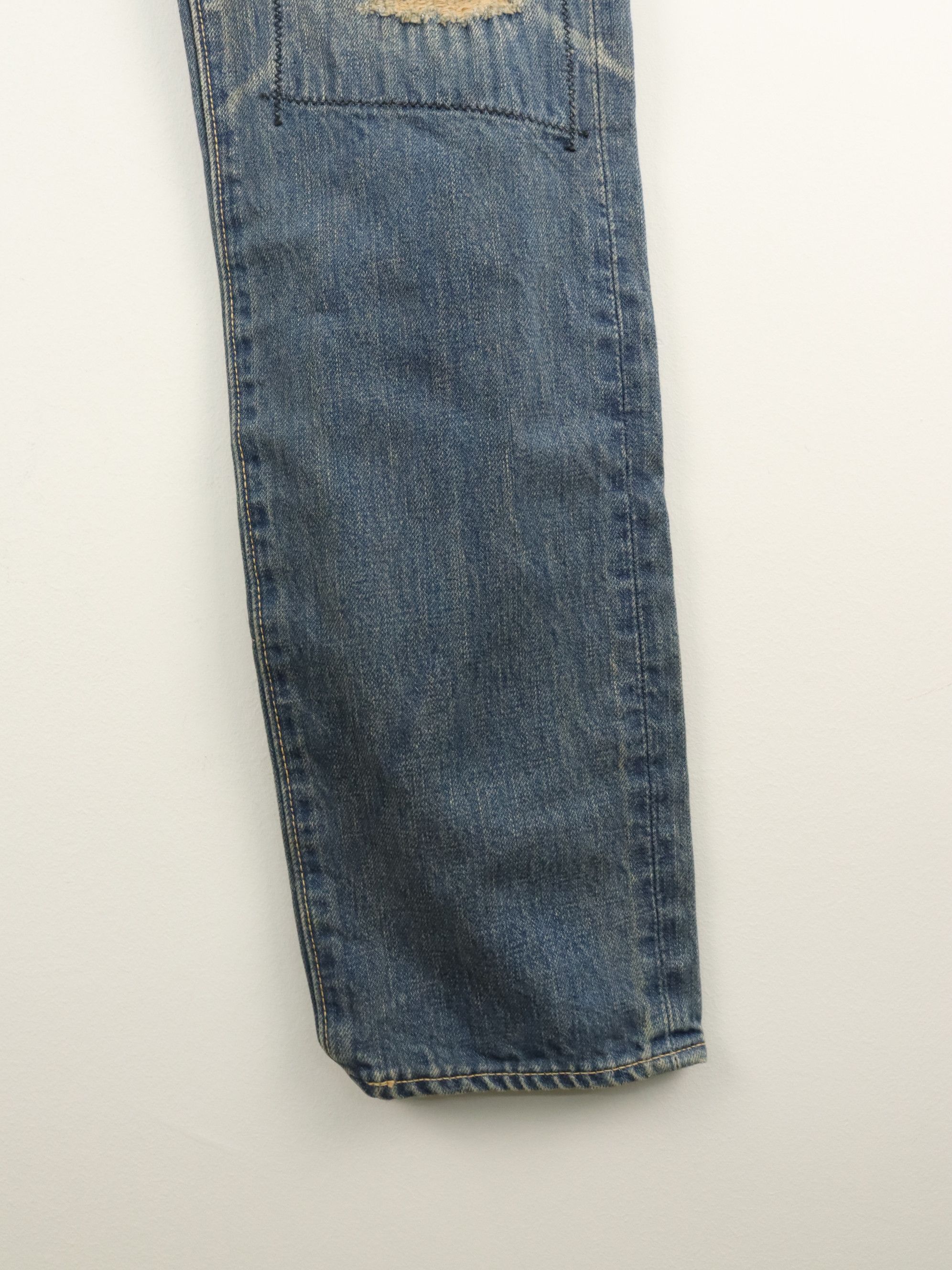 Kapital KK Rare Patchwork Distressed Straight Slim Bush Pant Denim Size US 30 / EU 46 - 16 Thumbnail