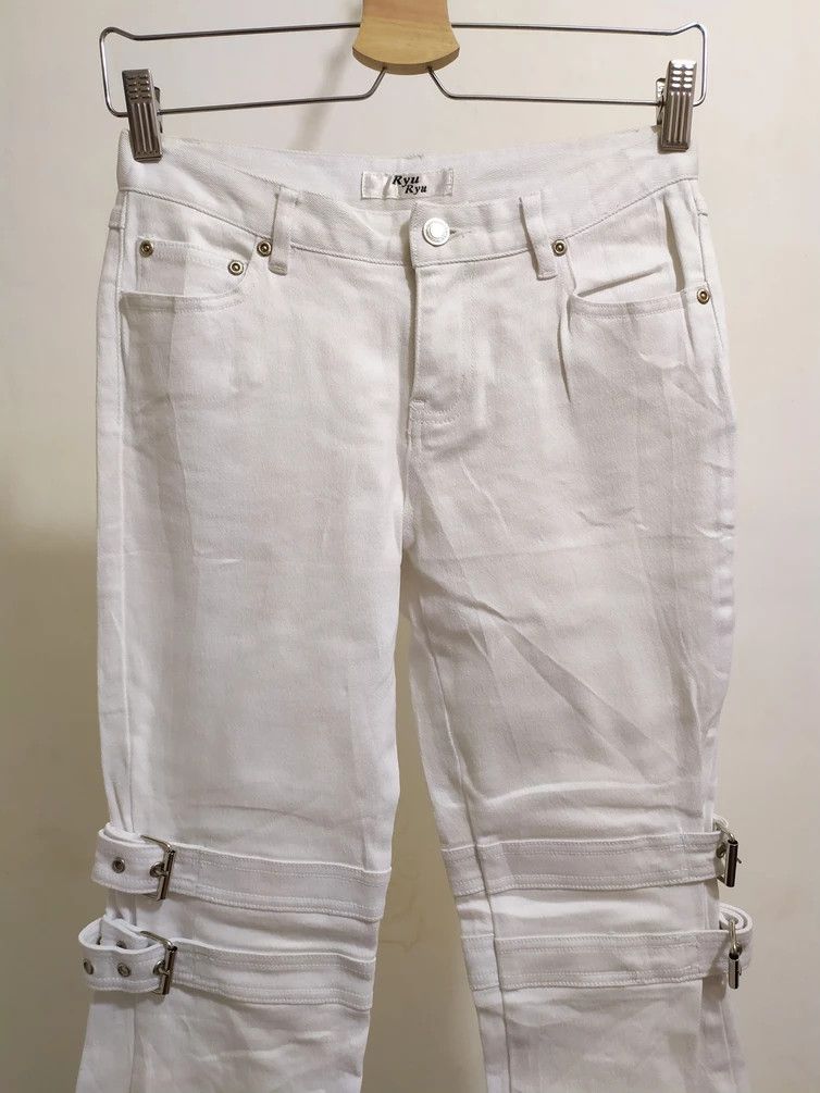 Japanese Brand 🔥Japanese Ryuryu Bondage Punk White Pants Size US 28 / EU 44 - 2 Thumbnail