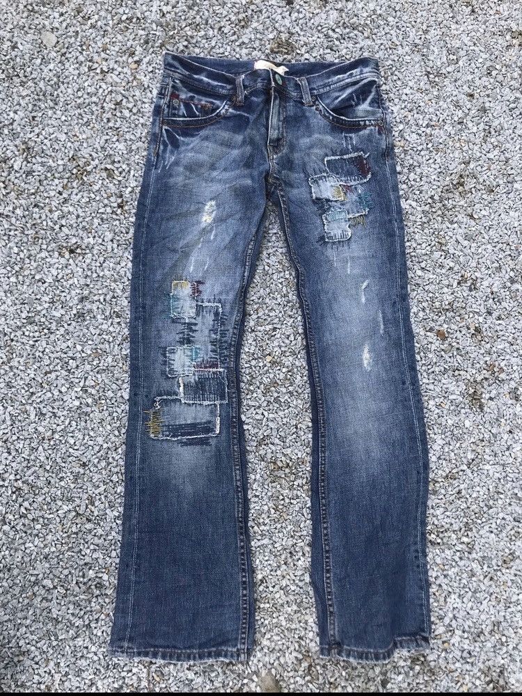 image of Japanesebrand Larl Patchwork Pant Bootcut Jeans Denim in Blue, Men's (Size 30)
