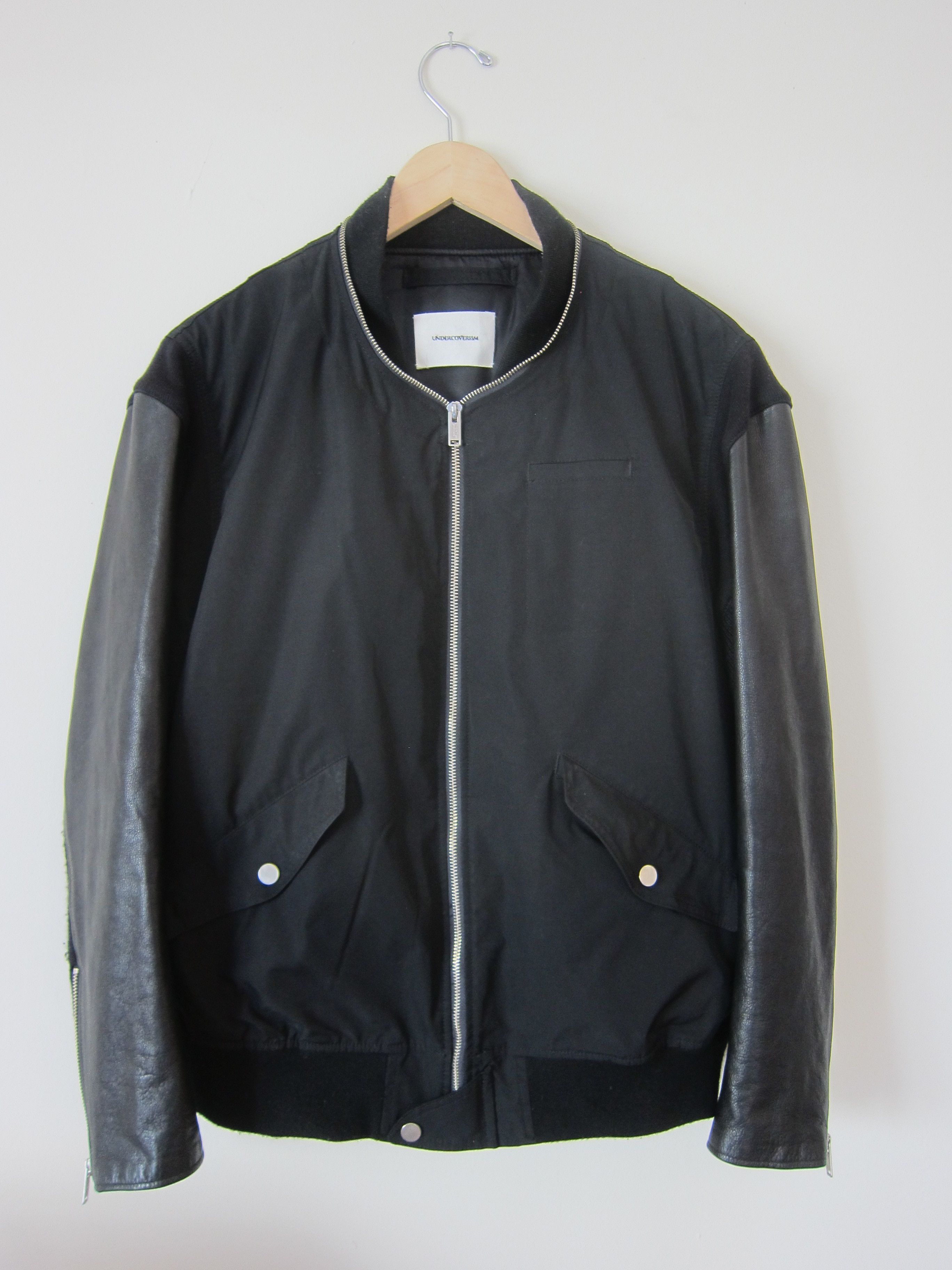 Leather Sleeve Bomber