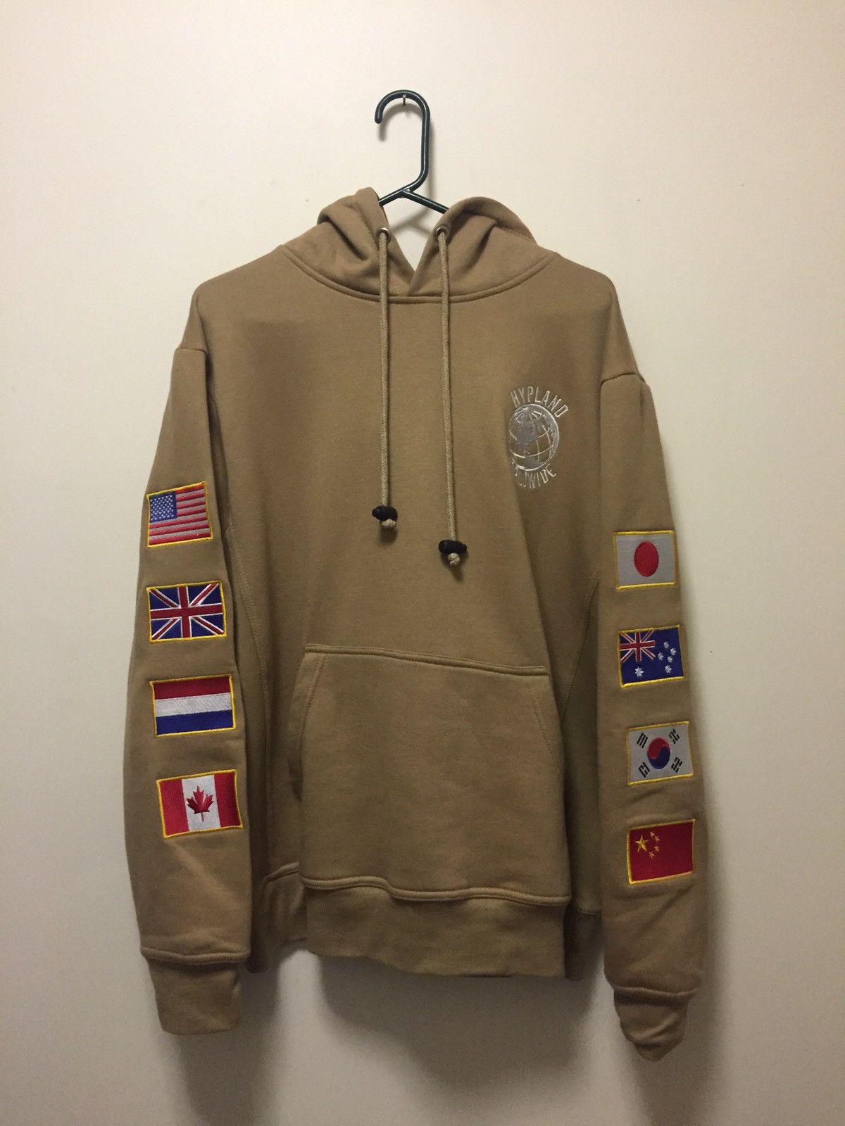 Hypland Worldwide Flag Hoodie Tan w White Grailed