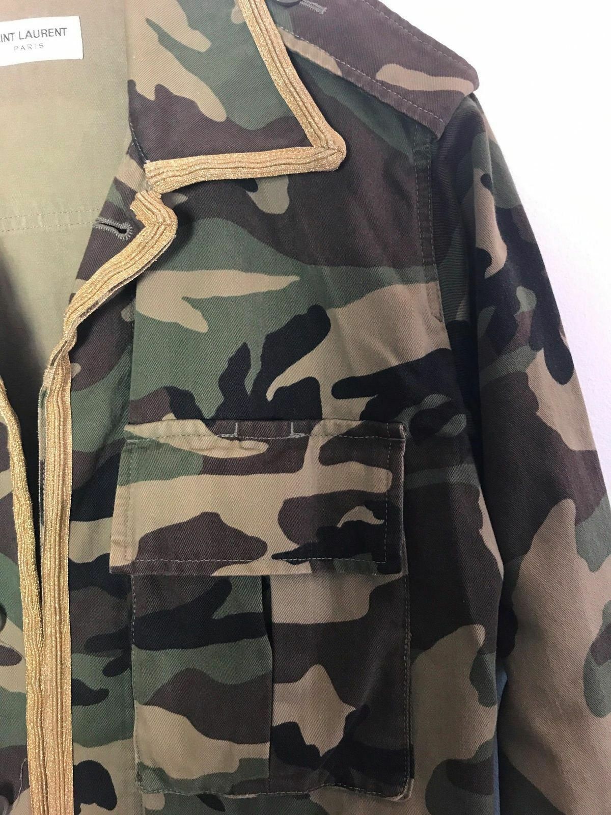 Saint Laurent Paris FW15 Paris Gold Trimmed Camo Jacket Size US M / EU 48-50 / 2 - 3 Thumbnail