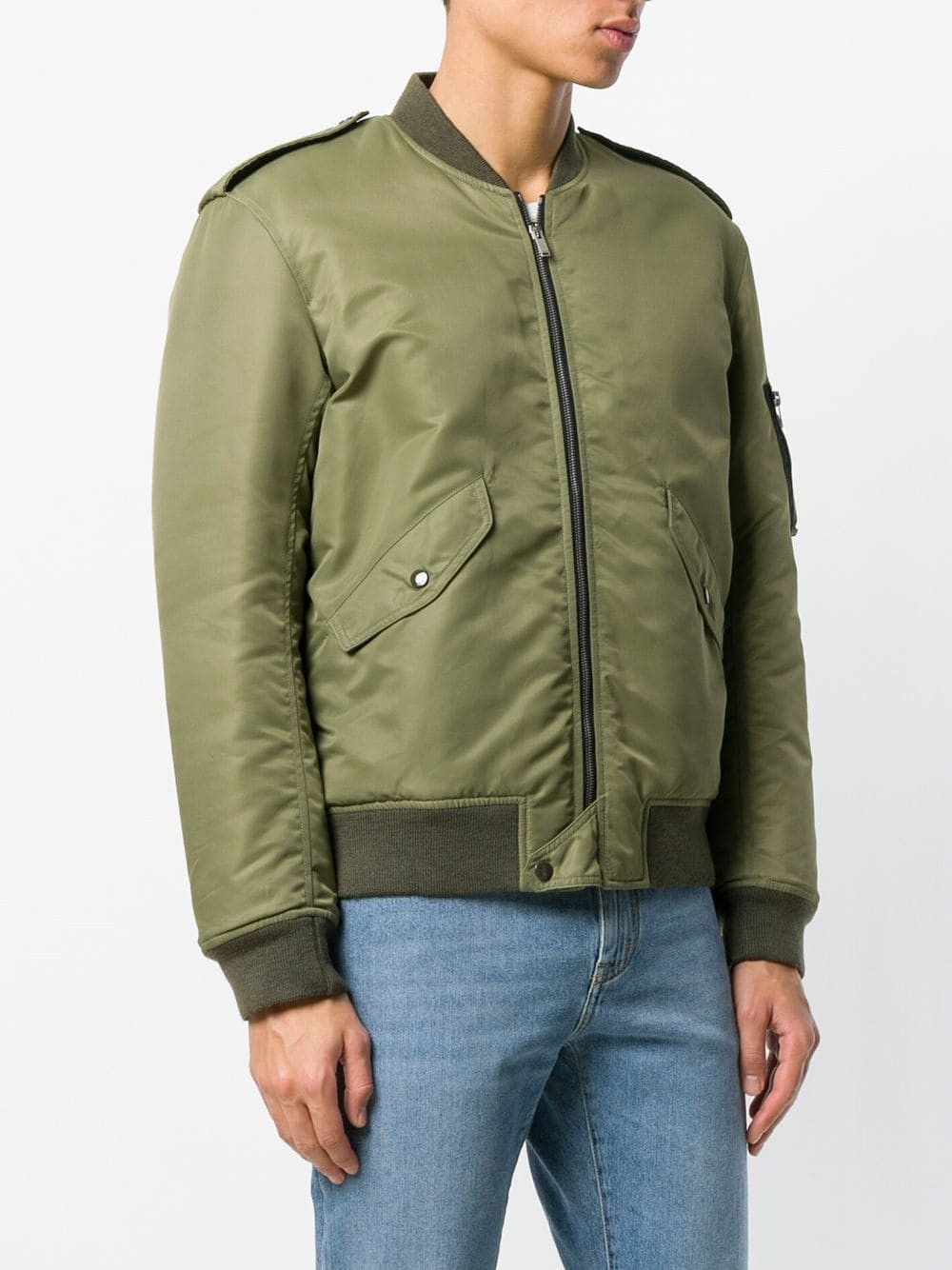 Saint Laurent Paris Khaki Green Bomber Jacket in Nylon Size US M / EU 48-50 / 2 - 2 Thumbnail