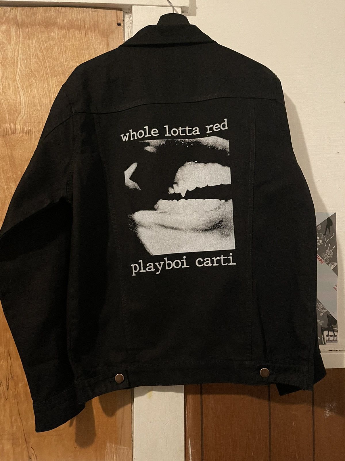 Playboi Carti Whole Lotta Red Denim Jacket Black Men's - US