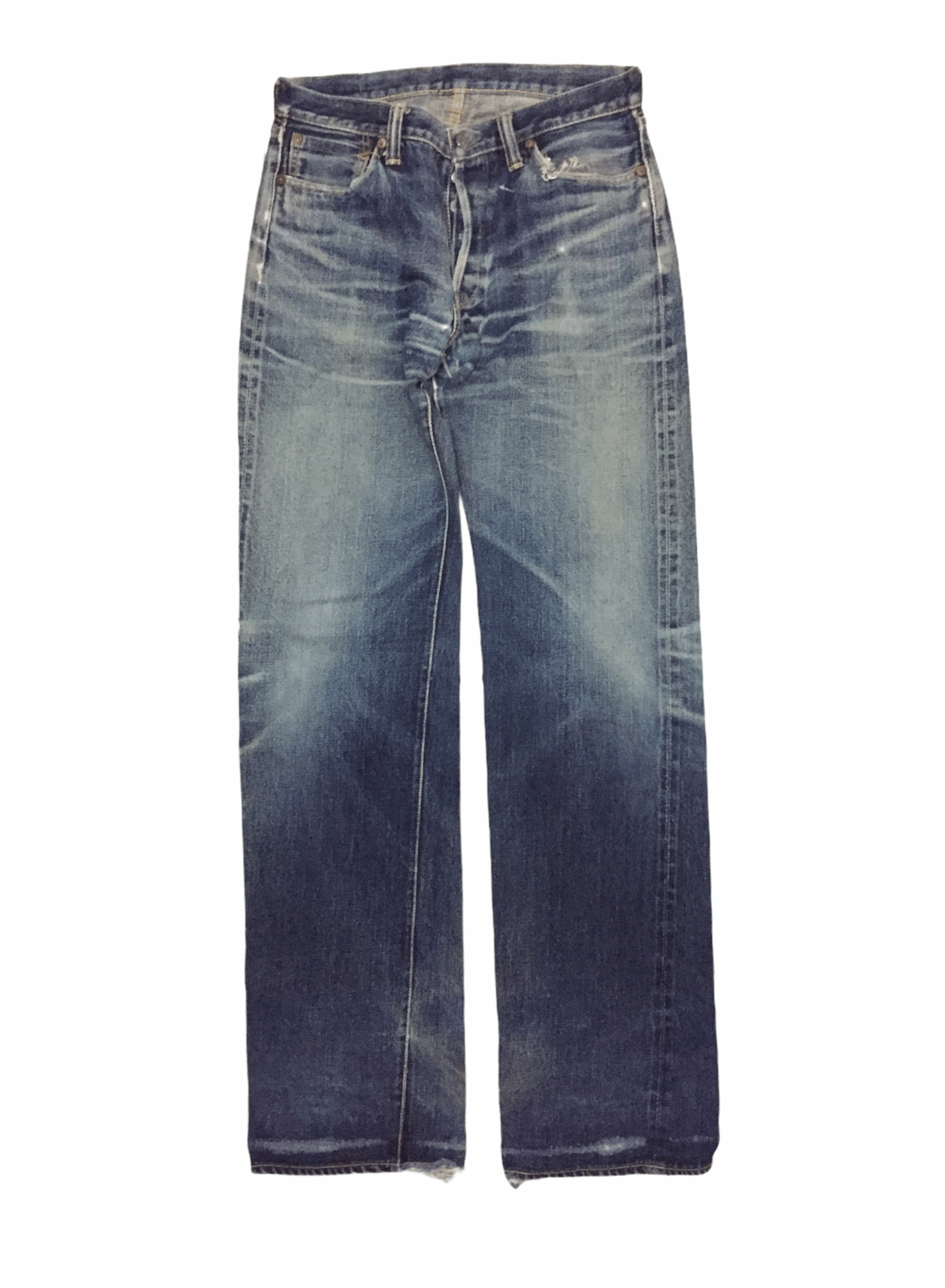 The Flat Head faded distressed raw selvedge denim