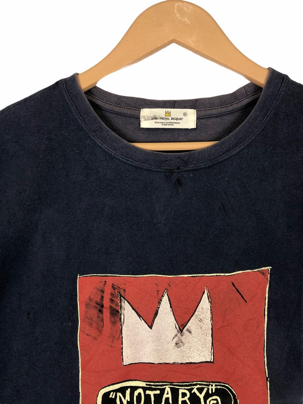 Jean-Michel Basquiat × Vintage Vintage Jean Michel Basquiat Sun Faded NOTARY T Shirt Size US L / EU 52-54 / 3 - 9 Thumbnail
