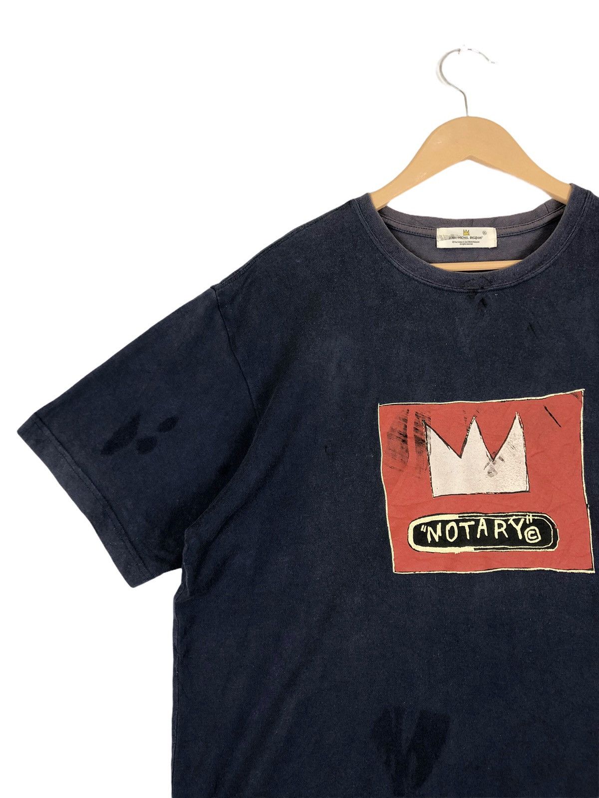 Jean-Michel Basquiat × Vintage Vintage Jean Michel Basquiat Sun Faded NOTARY T Shirt Size US L / EU 52-54 / 3 - 6 Thumbnail