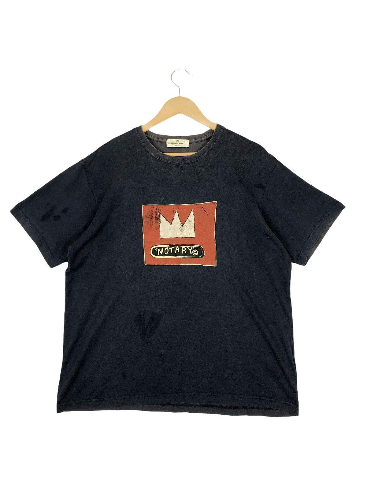 Jean-Michel Basquiat × Vintage Vintage Jean Michel Basquiat Sun Faded NOTARY T Shirt Size US L / EU 52-54 / 3 - 1 Thumbnail