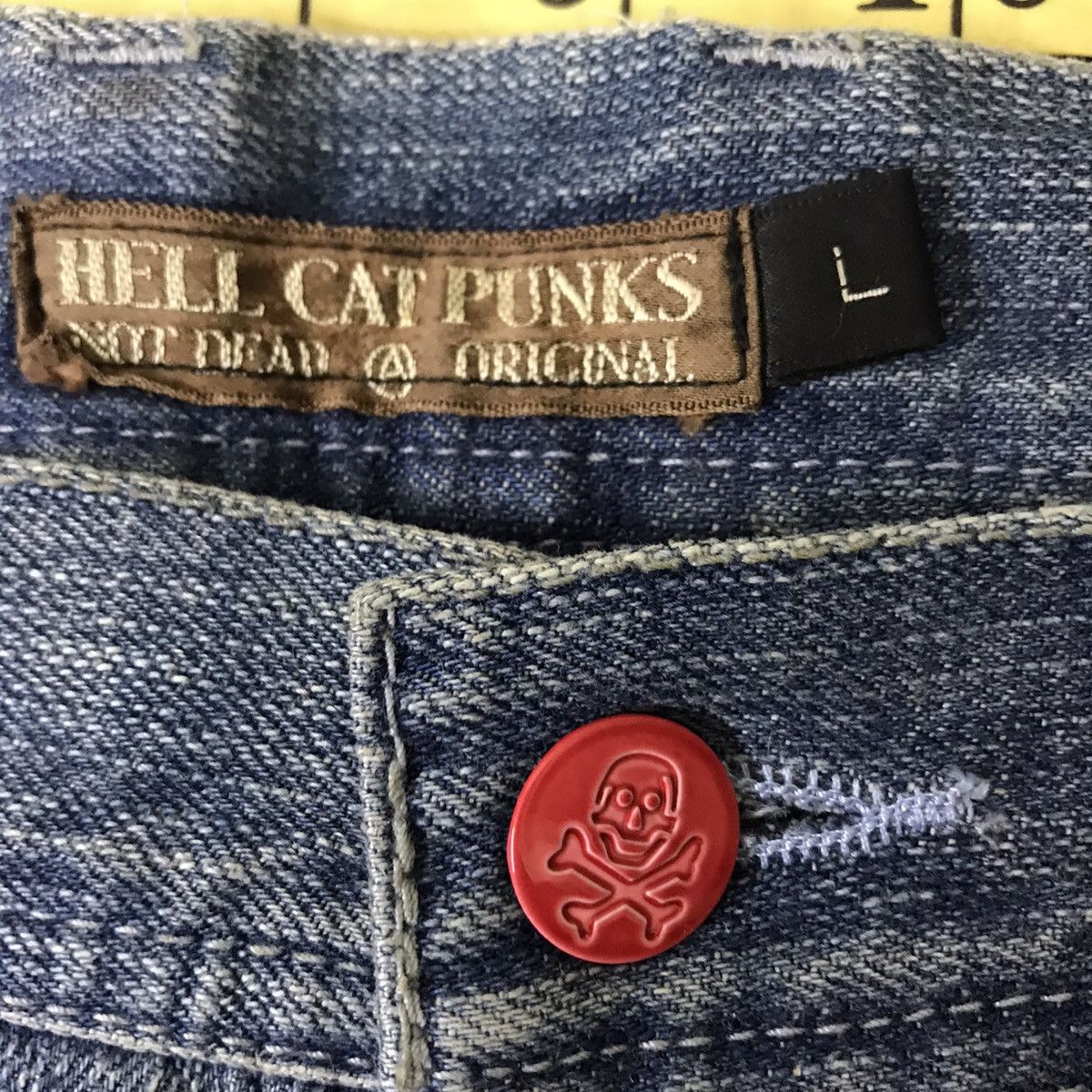 Seditionaries Vintage Hell Cat Punks Denim Spellout Studded Size US 32 / EU 48 - 19 Thumbnail