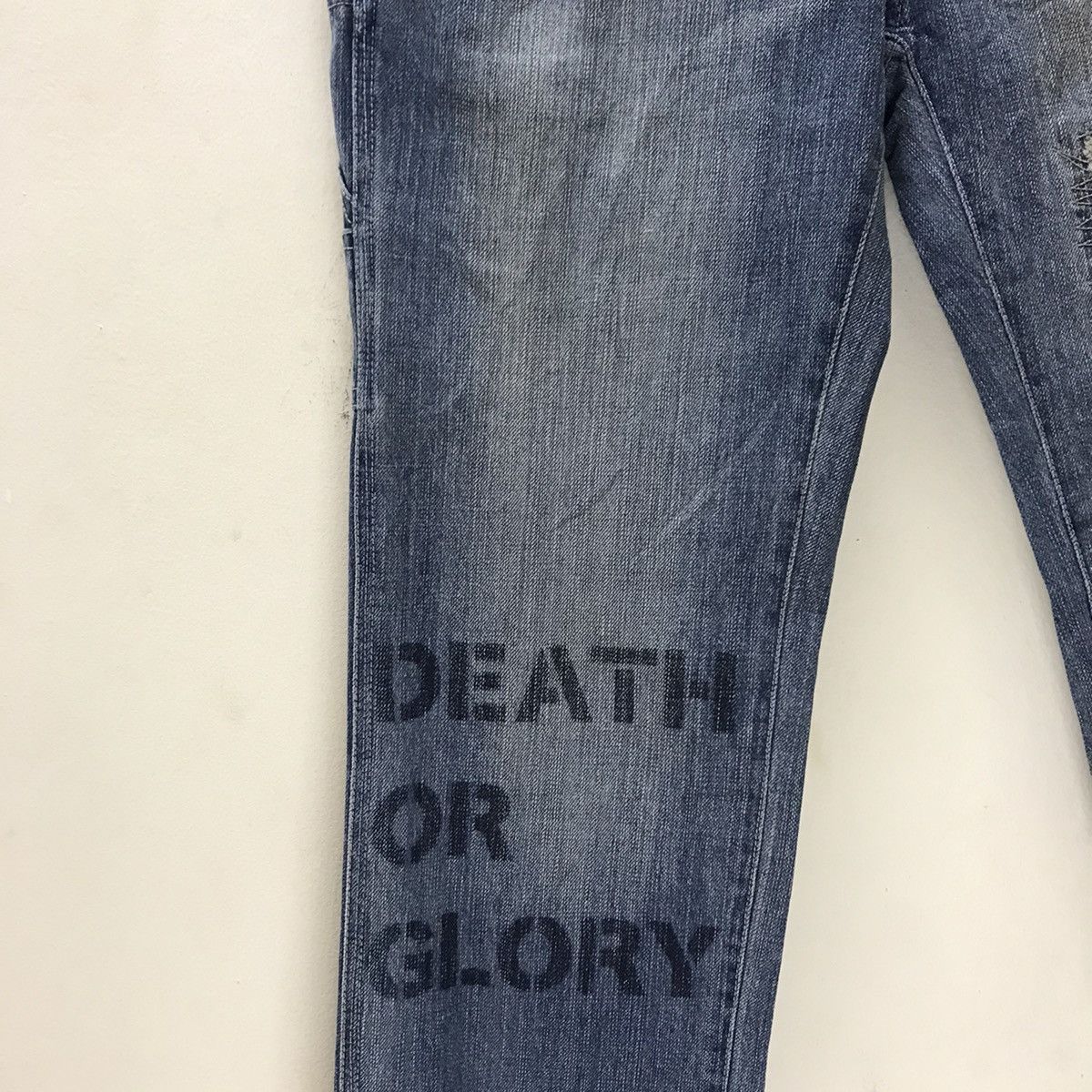Seditionaries Vintage Hell Cat Punks Denim Spellout Studded Size US 32 / EU 48 - 6 Thumbnail