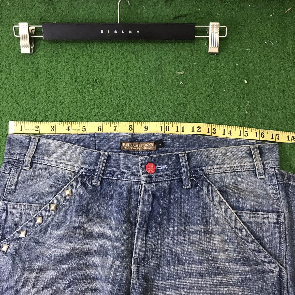 Seditionaries Vintage Hell Cat Punks Denim Spellout Studded Size US 32 / EU 48 - 17 Thumbnail