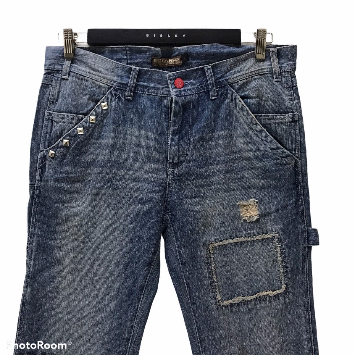 Seditionaries Vintage Hell Cat Punks Denim Spellout Studded Size US 32 / EU 48 - 3 Thumbnail